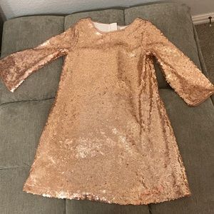 GAP kids long-sleeve rose gold sequence dress